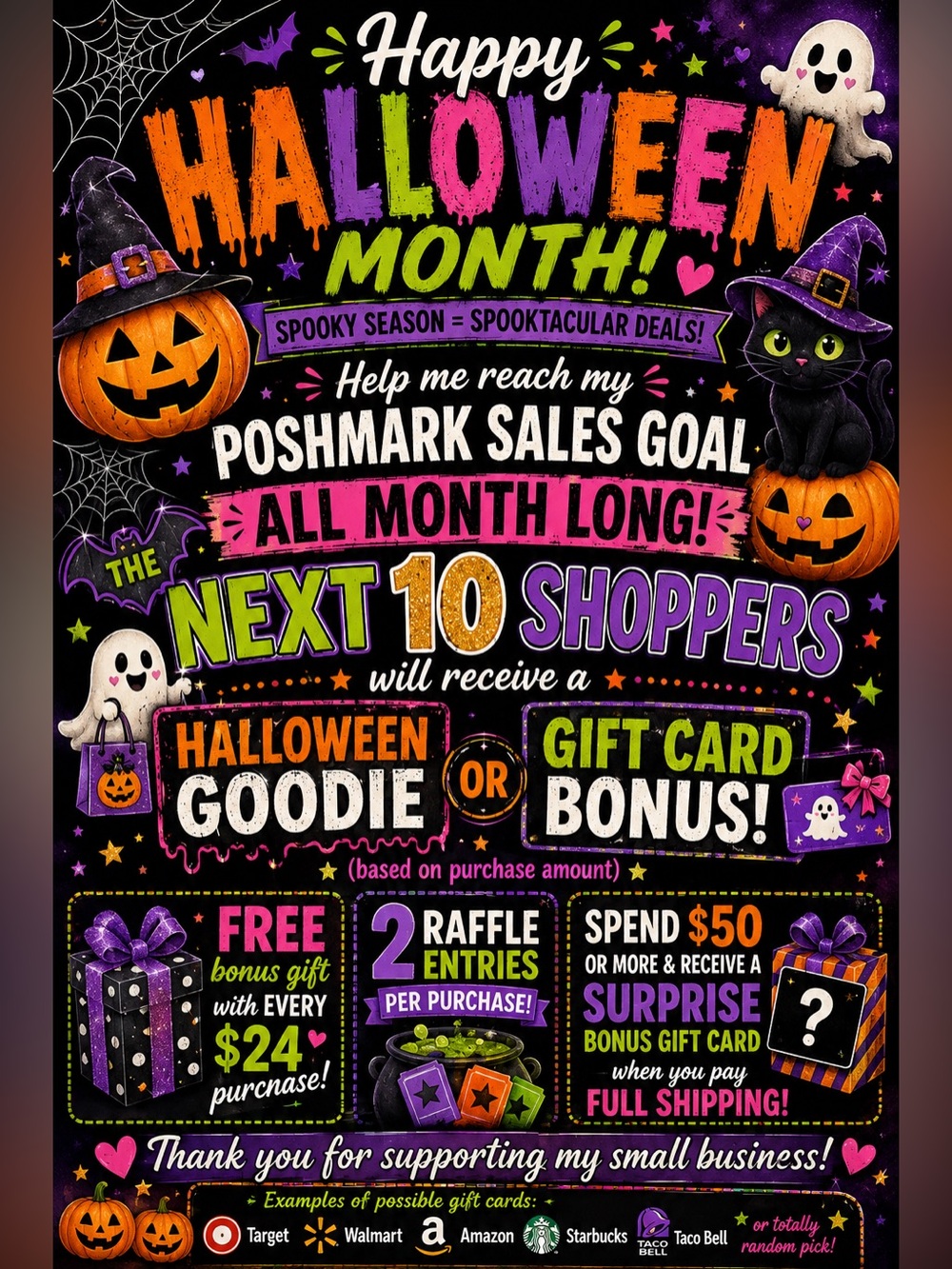 OCTOBER MONTHLY GOAL 🖤💜🧡🩶🖤💚- FREE GIFT - 4 the Month